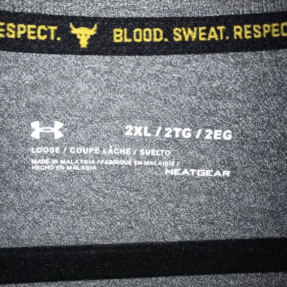 Under Armour Shirt Mens 2XL Gray Project Rock Loose Henley 3/4 Sleeve Heatgear - Picture 2 of 7